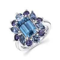 Кольцо с иолитами, лондон топазом и цирконом - фото 1