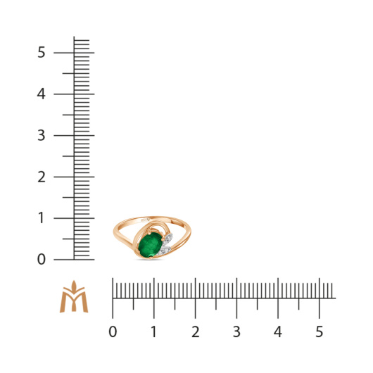 Кольцо с бриллиантами и изумрудом