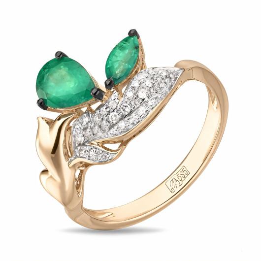 Кольцо с бриллиантами и изумрудами