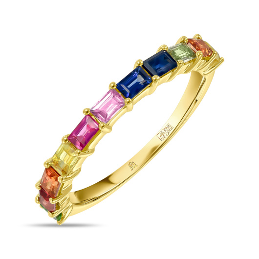 Кольцо с цветными сапфирами и сапфирами