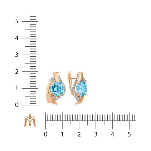 Серьги с фианитом и топазом