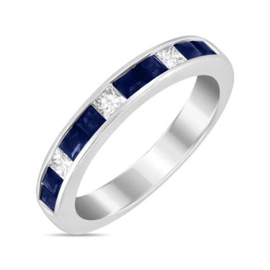 Кольцо с бриллиантами и сапфирами