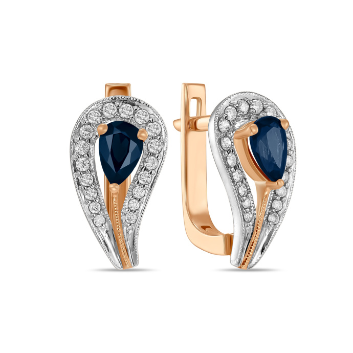 Серьги с бриллиантами и сапфирами - фото 1 Серьги с бриллиантами и сапфирами - фото 1