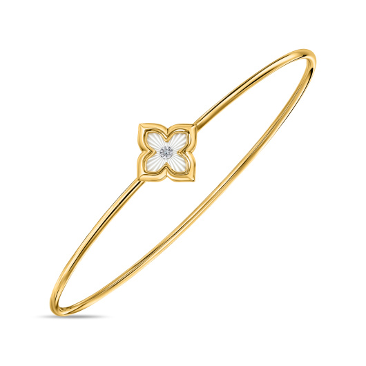 Браслет жесткий с бриллиантом и перламутром