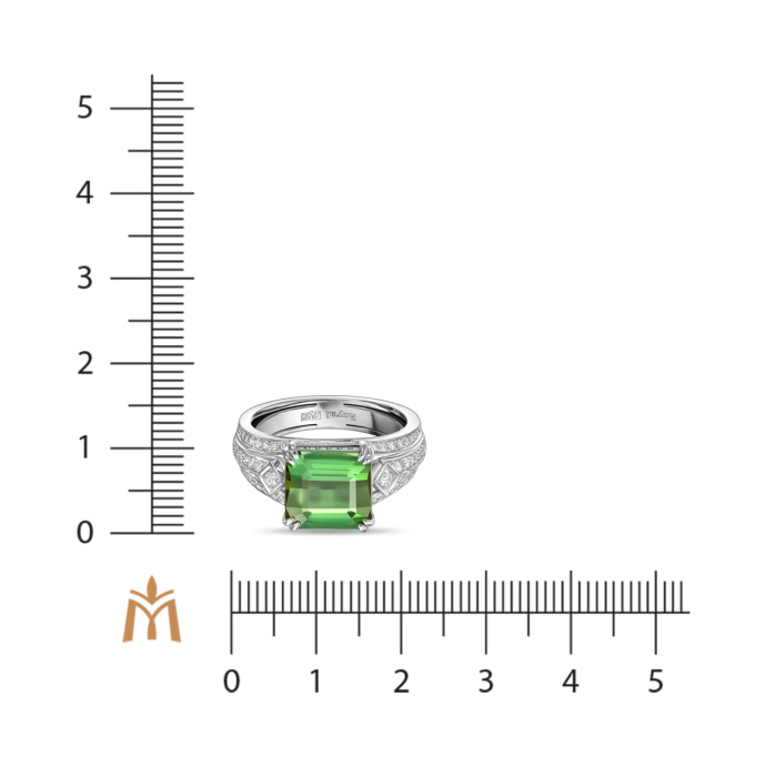 Кольцо с бриллиантами и турмалином - фото 1