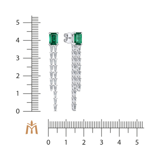 Серьги с бриллиантом и изумрудами