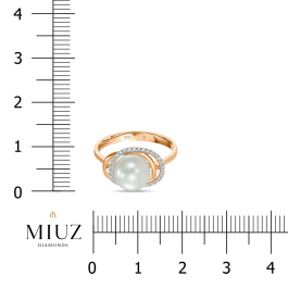 Кольцо с жемчугом и фианитом