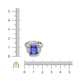 Кольцо с бриллиантом и танзанитом