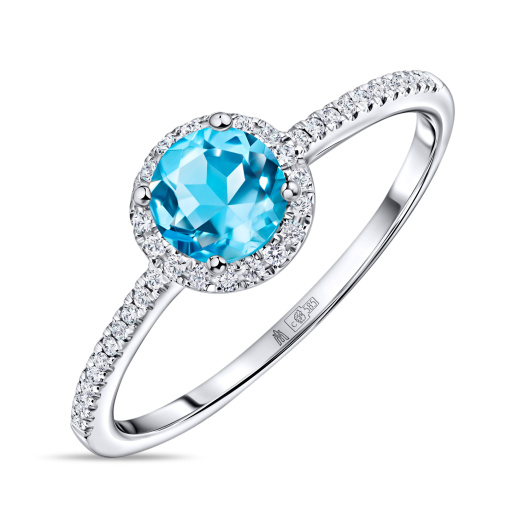 Кольцо с топазом и бриллиантами