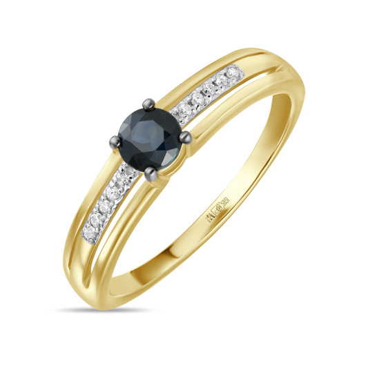 Кольцо с бриллиантами и сапфиром