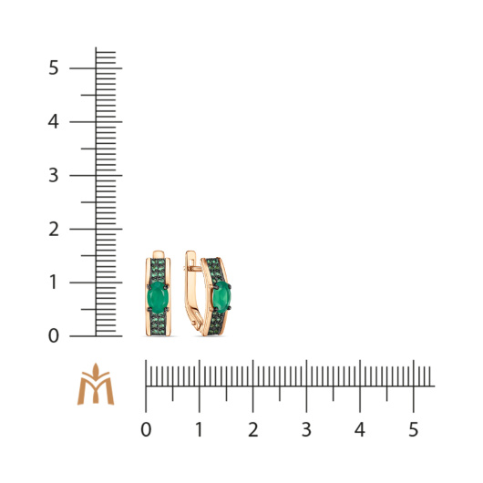 Серьги с агатами и фианитами