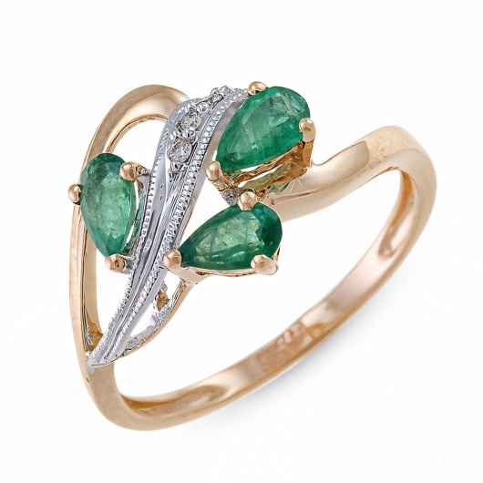 Кольцо с бриллиантами и изумрудами