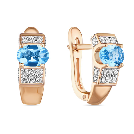 Серьги с фианитом и топазом