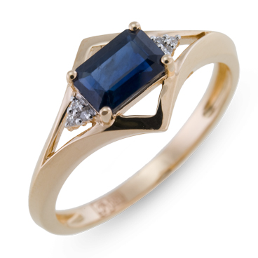 Кольцо с бриллиантами и сапфиром - фото 1