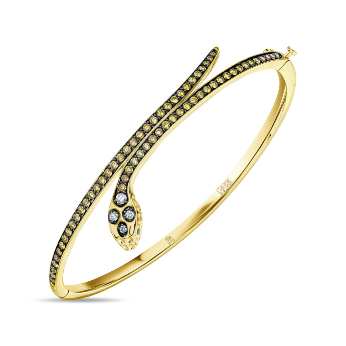 Браслет жесткий с цветными бриллиантами, цветными бриллиантами и бриллиантами - фото 1