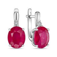 Серьги с бриллиантами и облагороженным рубином - фото 1