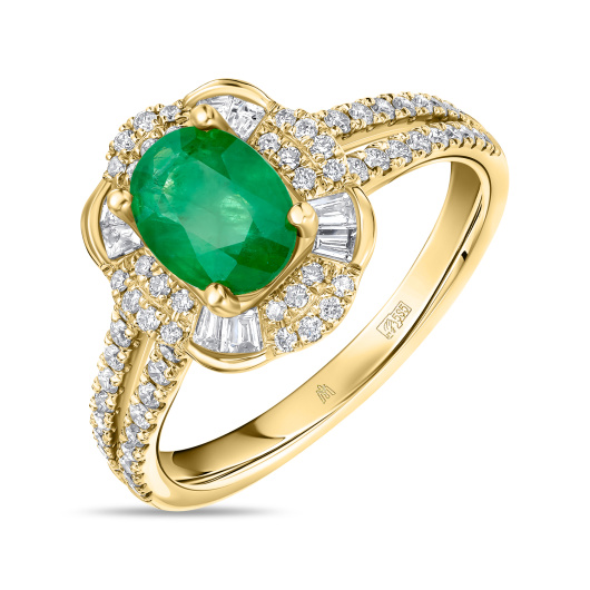 Кольцо с бриллиантами и изумрудом
