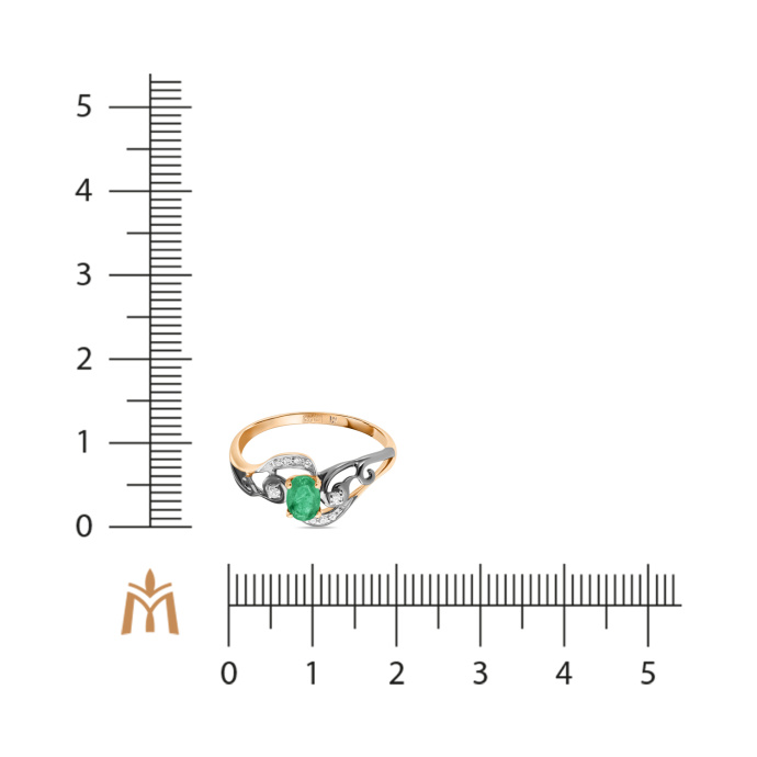 Кольцо с бриллиантами и изумрудом - фото 2