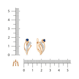 Серьги с сапфирами и фианитом