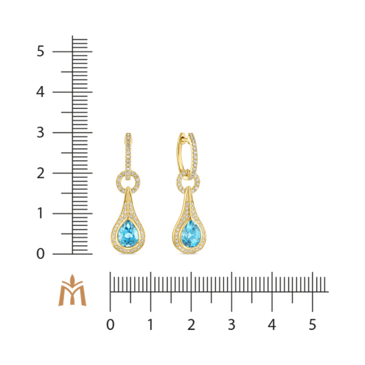 Серьги с топазами и бриллиантами