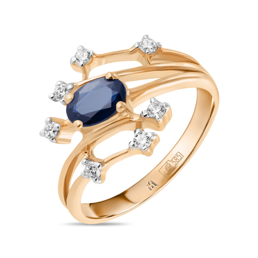 Кольцо с сапфиром и фианитом