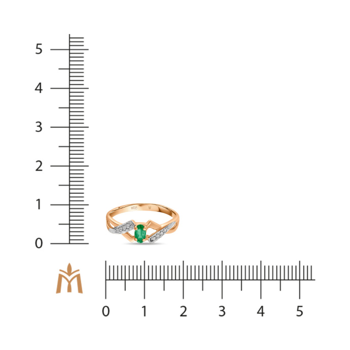 Кольцо с бриллиантами и изумрудом - фото 2