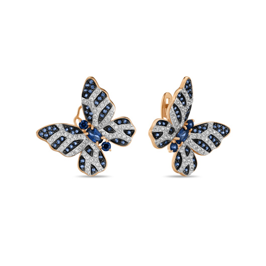 Серьги с корундом и фианитами