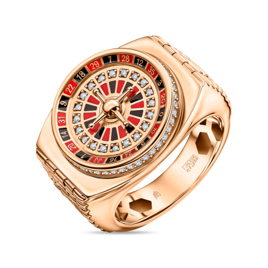 Мужское Кольцо с эмалью и фианитом