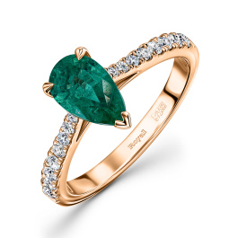 Кольцо с бриллиантами и изумрудом