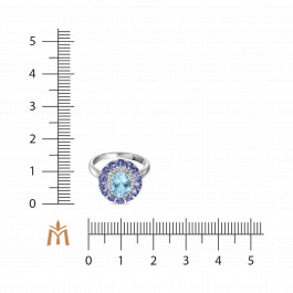 Кольцо с танзанитами, бриллиантами и аквамарином