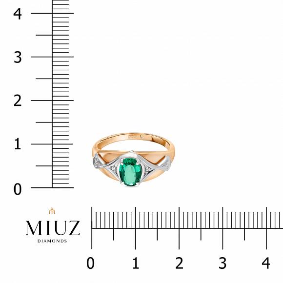 Кольцо с бриллиантами и гидротермальным изумрудом R01-L-34591-ES-1 - Фото 2