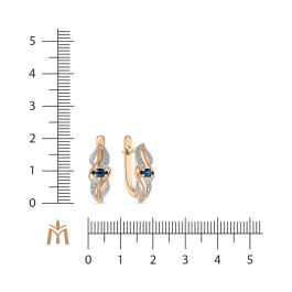 Серьги с сапфирами и фианитом