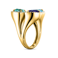 Кольцо с топазом, бриллиантами, иолитом и цирконом - фото 2 Кольцо с топазом, бриллиантами, иолитом и цирконом - фото 2