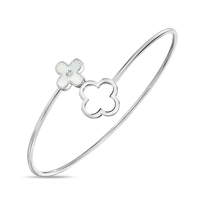 Браслет жесткий с бриллиантом и перламутром - фото 2 Браслет жесткий с бриллиантом и перламутром - фото 2