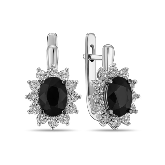 Серьги с бриллиантами и цветными сапфирами