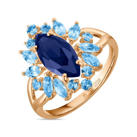 Кольцо с топазом и сапфиром