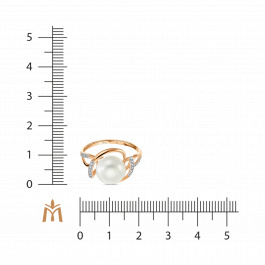 Кольцо с жемчугом и фианитами