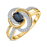 Кольцо с бриллиантами и сапфиром - фото 1