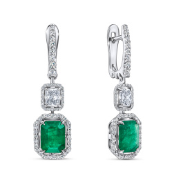 Серьги с бриллиантами и изумрудами