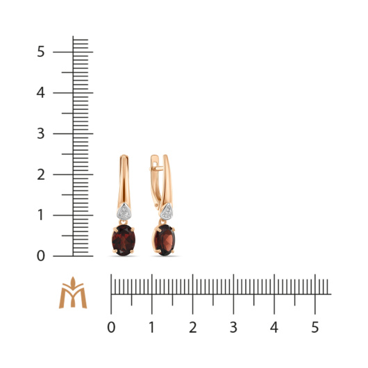 Серьги с гранатом и фианитами