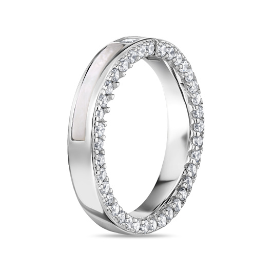 Кольцо с перламутром и фианитами