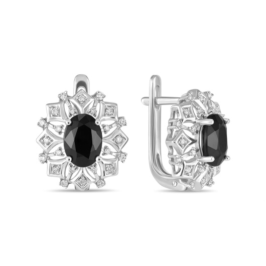 Серьги с бриллиантами и цветными сапфирами