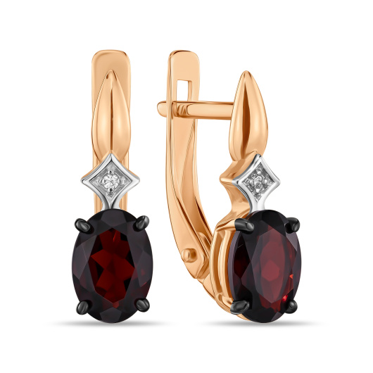 Серьги с гранатом и фианитами