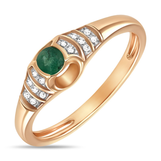 Кольцо с бриллиантами и изумрудом