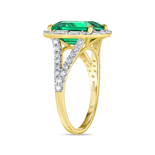 Кольцо с изумрудом и бриллиантом