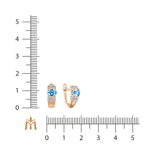 Серьги с фианитом и топазом
