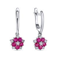 Серьги с бриллиантами и рубинами - фото 1