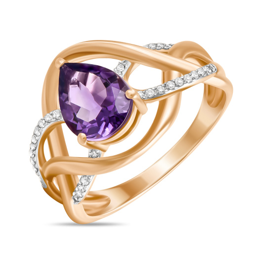 Кольцо с аметистом и бриллиантами