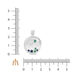 Подвеска с изумрудами, стеклом и сапфирами