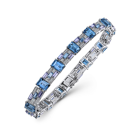 Браслет с бриллиантами, иолитами и лондон топазами